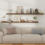 Fun Memories Floating Shelves for Wall, 72 Inch Long Set of 2 Rustic Wood Wall - Image 2