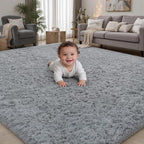 PLHXFR 4x6 Area Rugs Living Room: Fluffy Bedroom Rug Shag Carpet Grey | Upgrade by PLHXFRSoftAreaRugs