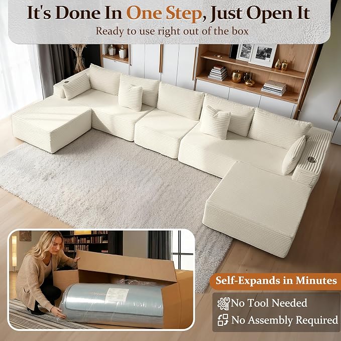 168" Cloud Sectional Couch, Comfort U Shaped Sofa - Image 3