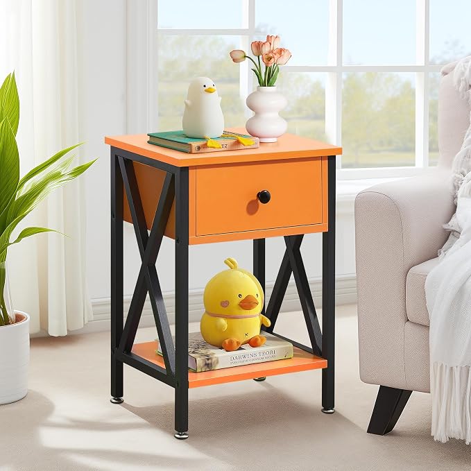 VECELO Nightstands Set of 2, Modern Bedside End Tables, Night Stands - Image 2