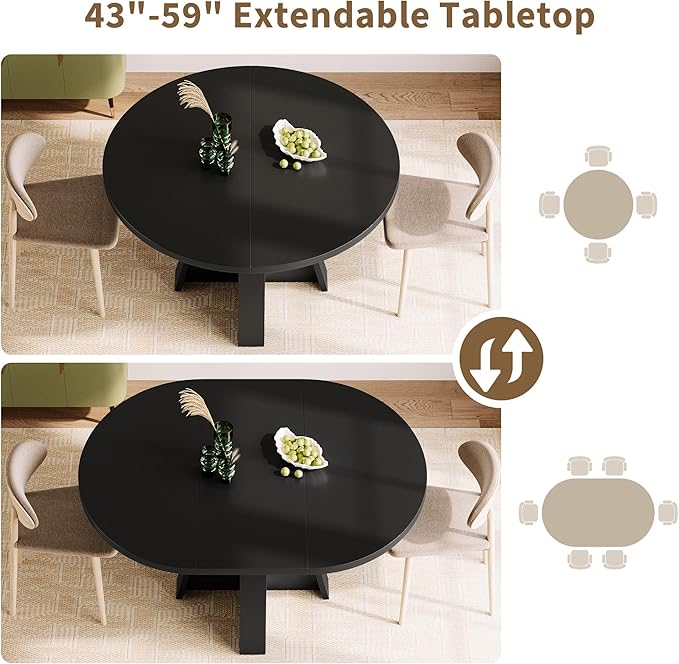 iPormis 43.3in-59in Extendable Round Dining Table - Image 6