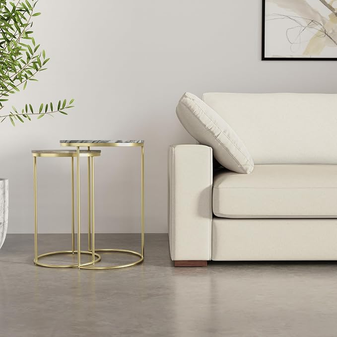 SIMPLIHOME Ashley Nesting Tables Set – 16 inch Wide Genuine Marble Top Metal - Image 16