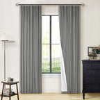 Grey Pinch Pleated 100% Blackout Linen 80 Inch Window Curtains 2 Panels Set | by Twodrapes
