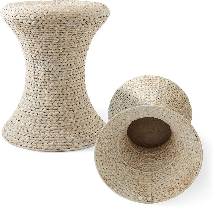 Casafield Hourglass Side Table, Water Hyacinth Round End Table, Boho Woven - Image 6