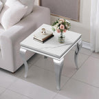Henf Marble End Table Modern White Faux Marble Sofa Side Table - Image 4