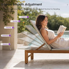PURPLE LEAF Patio Chaise Lounge French Outdoor Lounger 1 Piece Matte Teak Grain - Image 7