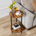 Small Round Side Table, 2-Tier Modern Accent/Bedside Table by BITYODD-HOME