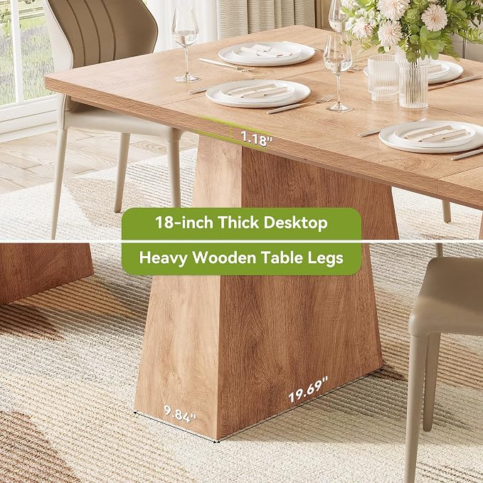 LITTLE TREE Dining Table for 6 People, Wooden Table, Rectangle Furniture - Image 5