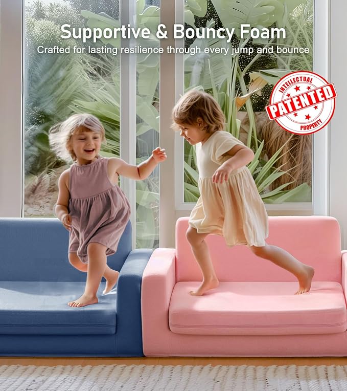 3-in-1 Extra Wide Convertible Kids Couch, Flip Open Toddler Couch to Lounger - Image 6