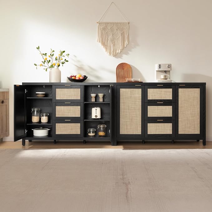 SICOTAS Rattan Large Sideboard Buffet Cabinet - Image 4