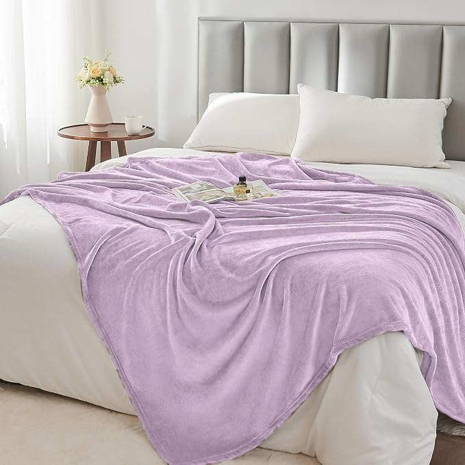 BEDELITE Fleece Blanket Soft Plush King Size Bed Blanket Lilac 108"x90" | Ultra - Image 5