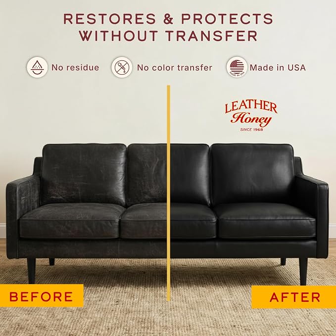 Leather Honey Black Recoloring Balm: Color Restorer and Scratch/Scuff Remover - Image 2