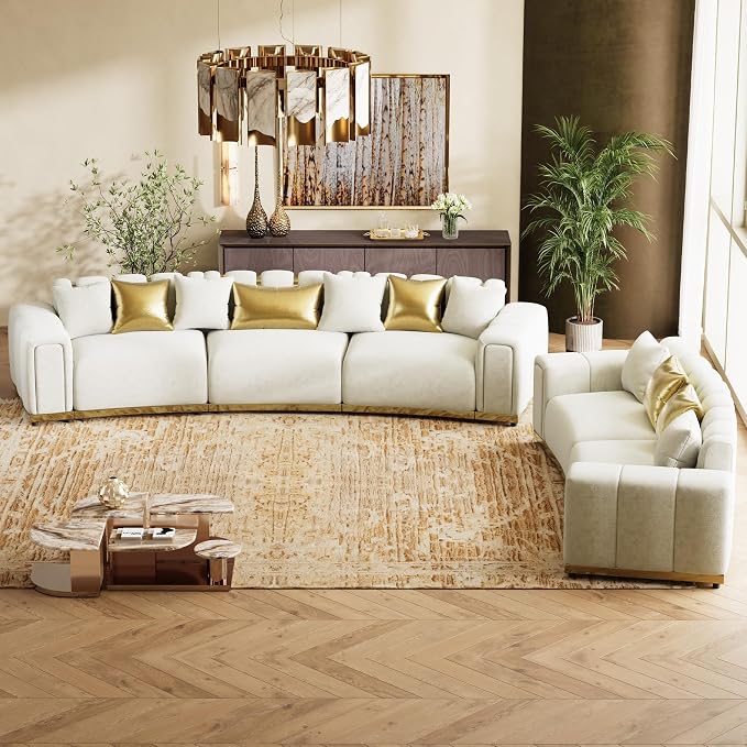 145" Oversized Velvet Chesterfield Sectional Couches - Image 9