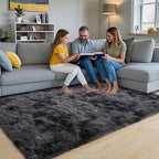 Pionblank Fluffy Area Rug for Bedroom 4x6, Indoor Plush Carpet, Dark Grey | by PIONBLANK