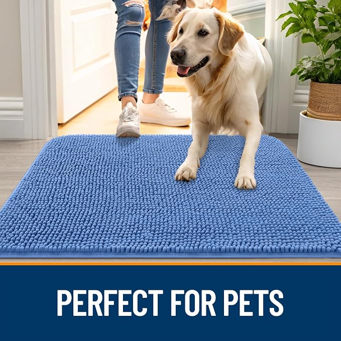 OLANLY Dog Door Mat for Muddy Paws 54x24, Super Absorbent Chenille Mud Mat | - Image 6