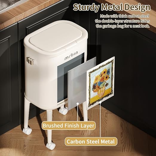 MRBIN Metal Slim Bathroom Trash Can - Image 5