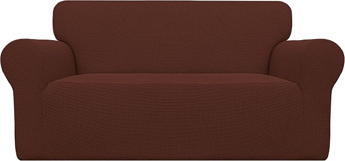 Easy-Going Stretch Loveseat Couch Covers Washable Coffee | 1-Piece Loveseat by Easy-Going