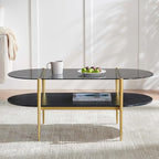 LumFurn Oval Glass Coffee Table, Mid-Century Modern Design, L41 x W21 x H17 inch - Image 5