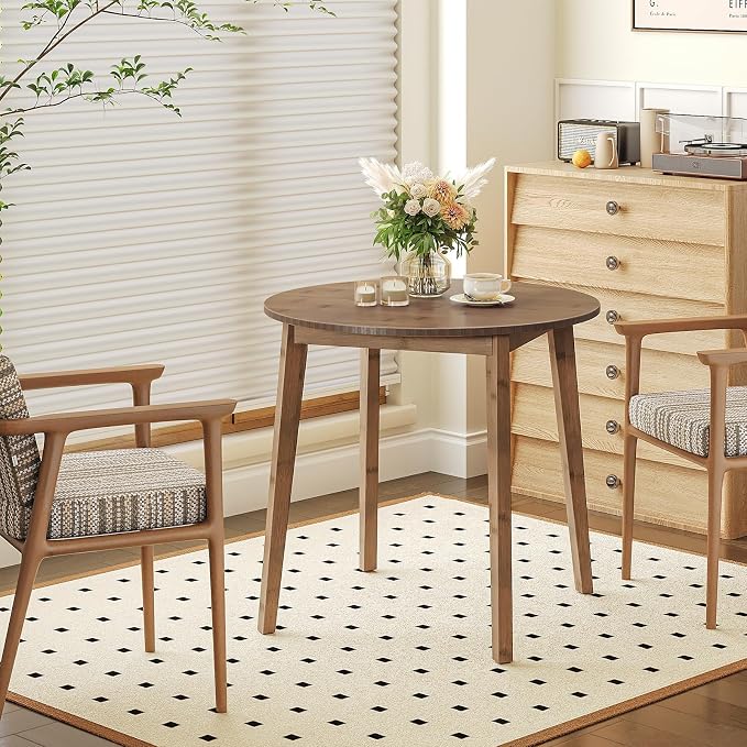 HOOBRO Bamboo Dining Table, Round Dining Table - Image 3