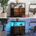 TUTOTAK LED Night Stand with Charging Station, Large Nightstand with USB and - Image 5