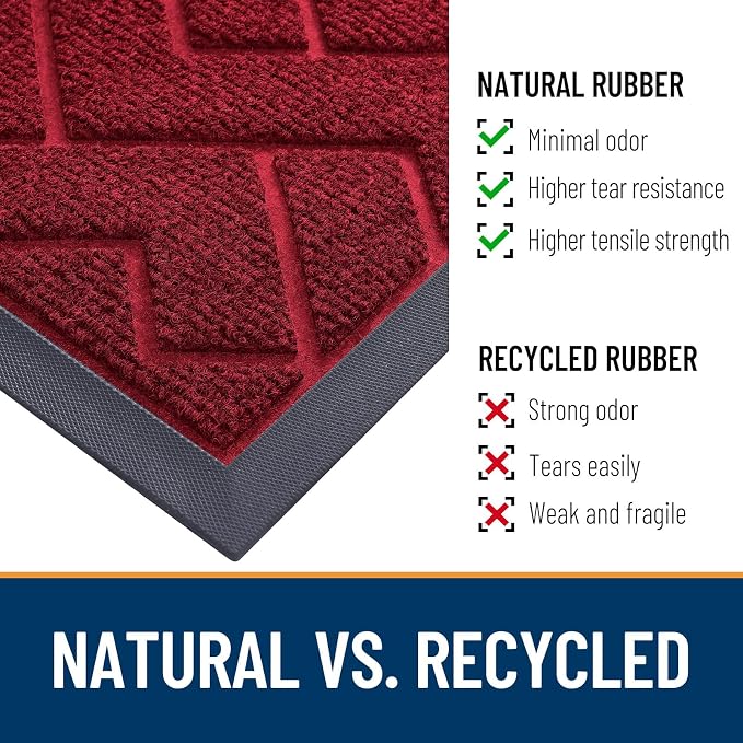 OLANLY Front Door Mat Outside 35x23, All-Season Absorbent Rubber Doormat | Wine - Image 5