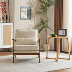 VINGLI Solid Wood Wide Armrests Accent Chair Set of 2, Upholstered Mid Century - Image 9