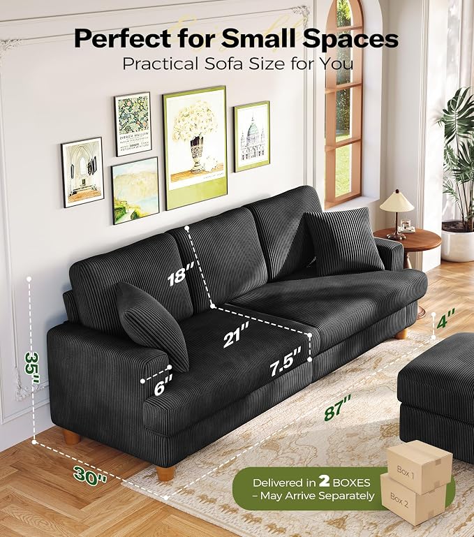 Kidirect 87in U Shaped Couch, Modular Sofa No Tool Assembly, Comfy Sectional - Image 2