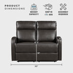Lexicon Manual Reclining Loveseat, Faux Leather Loveseat Recliner, Wall Hugger - Image 5