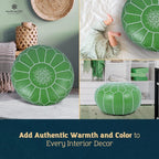 Marrakesh Gallery Genuine Leather Round Pouf Unstuffed - Image 9