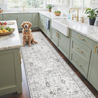 Grey Floral Hallway Runner Rug 2x8 - Image 5