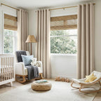 100% Blackout Linen Textured Curtains 108 Inch Long, Natural Flax | 100% - Image 5
