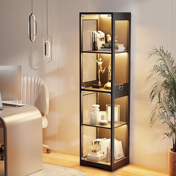 BROTTAR Glass Display Cabinet, 4-Tier Curio Cabinets - Image 6
