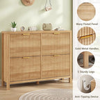 YOMILUVE Shoe Cabinet Storage for Entryway, Fluted Shoe Cabinet - Image 7