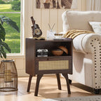 Lerliuo Rattan Nightstands Set of 2, Bedside Table - Image 8