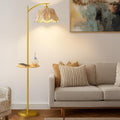 Oneach Floor Lamp with Table for Bedroom, Boho Standing Lamps with Foot Switch by Oneach