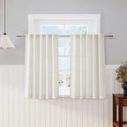 Natural Linen Curtains 45 Inch Length Back Tab Pocket Design Semi Sheer by Nanspring