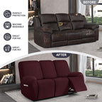 ANARACHON Leather Look Recliner Couch Cover, 8-Pieces Stretch Recliner Sofa - Image 6