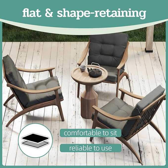 Outdoor Chair Cushions Set of 2, High Back Soft Seat Pad - Image 7
