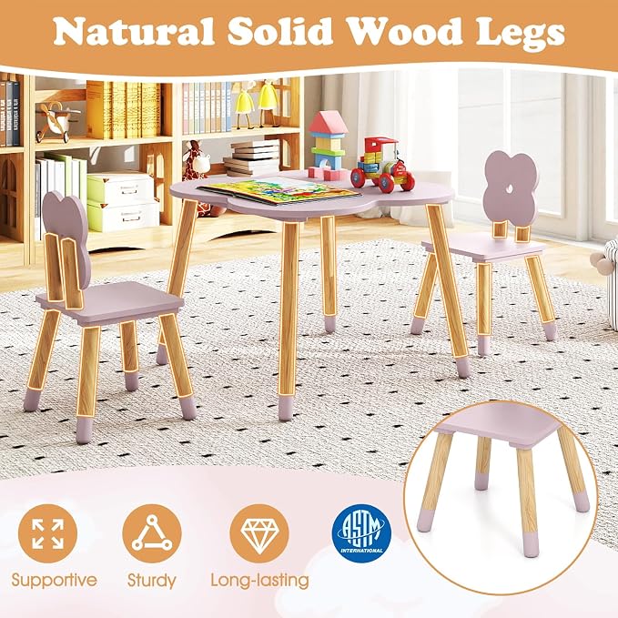 Costzon Kids Table and Chairs, Wooden Toddler Desk Set - Image 4