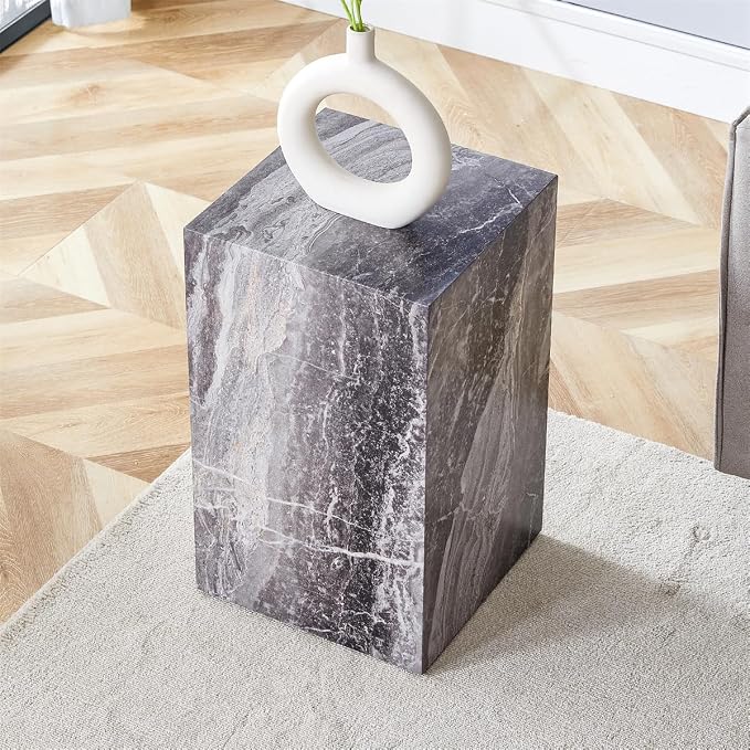 End Table Living Room Table, Faux Marble Sofa Couch Side Table, Bedside - Image 3
