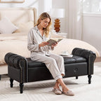 Storage Bench for Bedroom, Faux Leather 51" End of Bed Bench, Queen Size Bench - Image 6