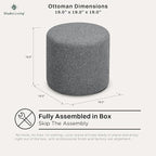 Studio Living Wentworth 19" Round Ottoman, Urban Transitional, Fully Assembled - Image 3