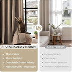 Joydeco Thick Linen Pinch Pleated Curtains 96 Inch Long 2 Panel Set - Image 4