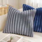 decorUhome Fall Faux Fur Throw Pillow Covers 12x20 Set of 2 Grey | Decorative - Image 9