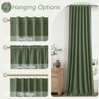Olive Green 100% Blackout Curtains 63 Inch Length 2 Panels Set - Image 6