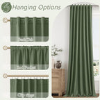 Olive Green 100% Blackout Curtains 108 Inch Length 2 Panels Set - Image 6