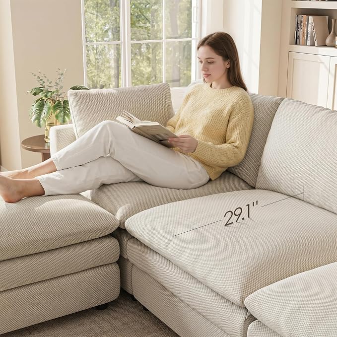 97" Modular Sectional Sofa, L Shaped Cloud Couches - Image 4