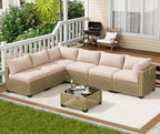 LOUVIXA 7 Piece Outdoor Patio Furniture Set, Outdoor Sectional Sofa, Wicker - Image 8
