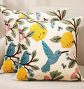 Embroidered Throw Pillow Covers 18x18 Inch, Bird Lemon | Decorative Pillow by Kokaaee