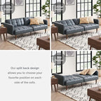 mopio Aaron 76.8" Couch, Small Futon Sofa Bed, Mid Century Modern Futon Couch - Image 6
